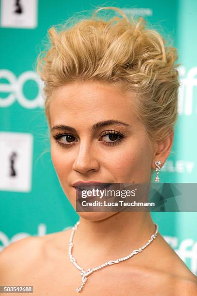 Pixie Lott arrives for the opening night of Breakfast at Tiffany at Theatre Royal on July 26, 2016 in London, England.