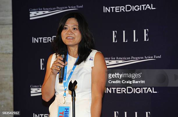 Jannie Lau attends a reception hosted by ELLE Editor-in-Chief Robbie Myers and Center for American Progress President, Neera Tanden, sponsored by...
