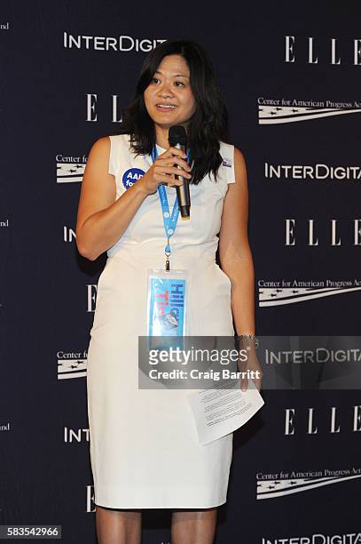 Jannie Lau attends a reception hosted by ELLE Editor-in-Chief Robbie Myers and Center for American Progress President, Neera Tanden, sponsored by...