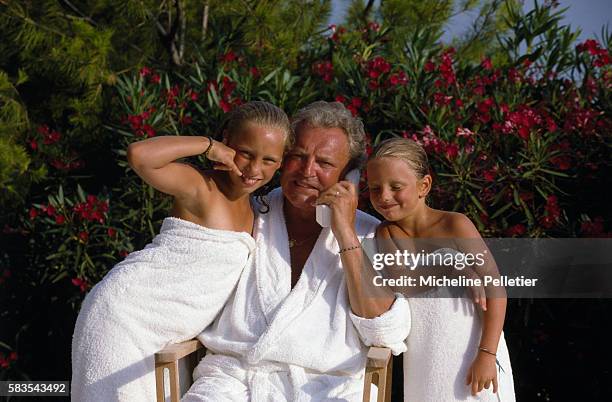 French TV presenter Jacques Martin on holiday with his family at Tourrette sur Loup.