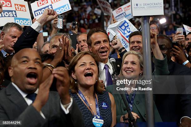 The New York delegation cast their votes during roll call along with New York City Mayor Bill De Blasio, Sen. Chuck Schumer , Rep. Charles Rangel ,...