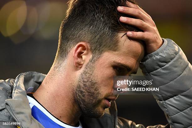 Juventus' midfielder Miralem Pjanic walks off the field during the International Champions Cup football match between Italy's Serie A team Juventus...