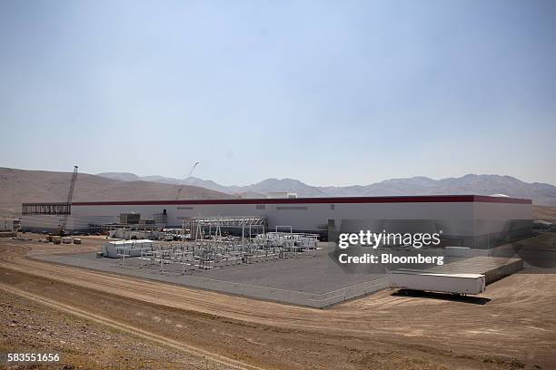 Construction continues on the Tesla Motor Inc. Gigafactory in Sparks, Nevada, U.S., on Tuesday, July 26, 2016. Tesla officially opened its...