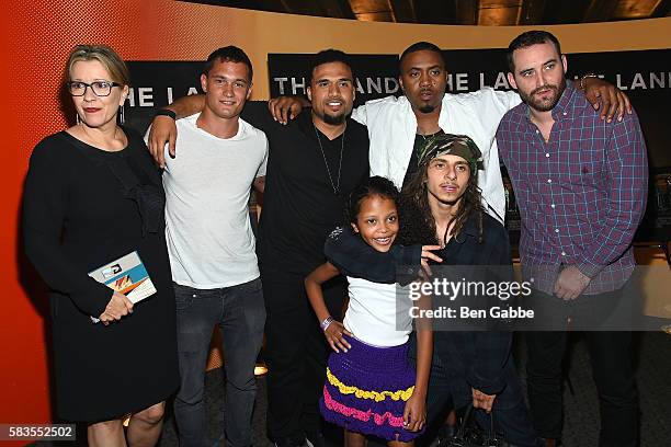 Linda Emond, Rafi Gavron, writer/director Steven Caple Jr., Nadia Simms, Nasir 'Nas' Jones, Moises Arias and Ryan Mulay attend "The Land" New York...