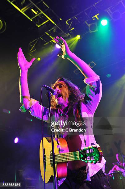 Eugene Hutz of Gogol Bordello performs on stage at KOKO on July 26, 2016 in London, England.