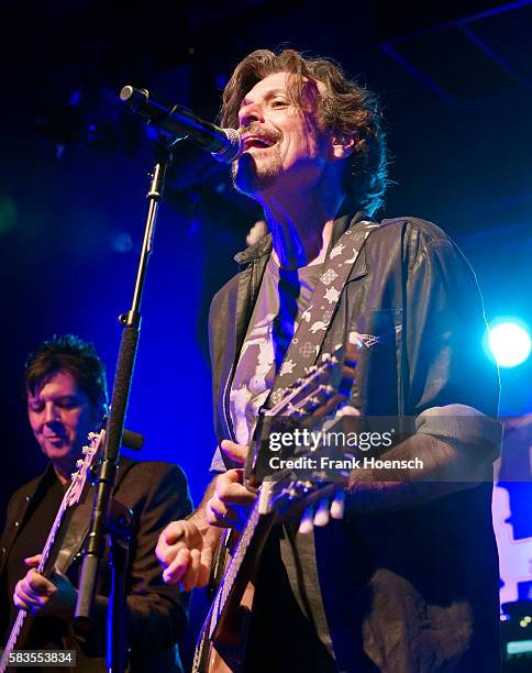 Singer Eric Bazilian of the American band The Hooters performs live during a concert at the Columbia Theater on July 26, 2016 in Berlin, Germany.