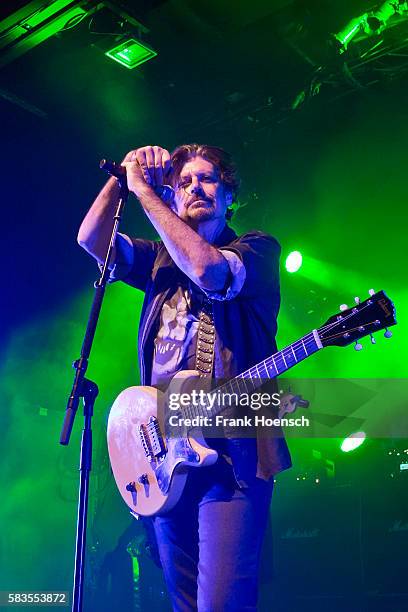 Singer Eric Bazilian of the American band The Hooters performs live during a concert at the Columbia Theater on July 26, 2016 in Berlin, Germany.