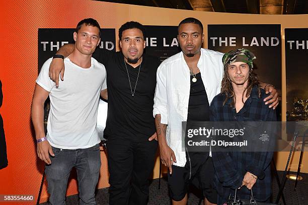 Actor Rafi Gavron, writer/director Steven Caple Jr, executive producer Nasir "Nas" Jones, and actor Moises Arias attend "The Land" New York premiere...