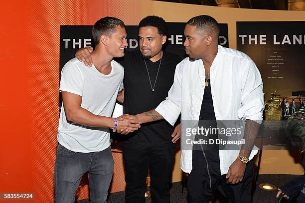 Actor Rafi Gavron, writer/director Steven Caple Jr, and executive producer Nasir "Nas" Jones attend "The Land" New York premiere at SVA Theater on...