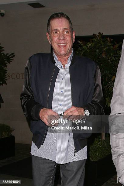 Dale Winton leaving Scotts restaurant on July 26, 2016 in London, England.