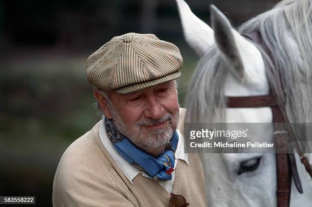French actor Philippe Noiret at his home in Montreal, around Carcassone.