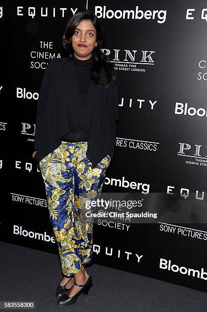 Meera Menon attends a Screening of Sony Pictures Classics' "Equity" hosted by The Cinema Society with Bloomberg & Thomas Pink at TBD on July 26, 2016...