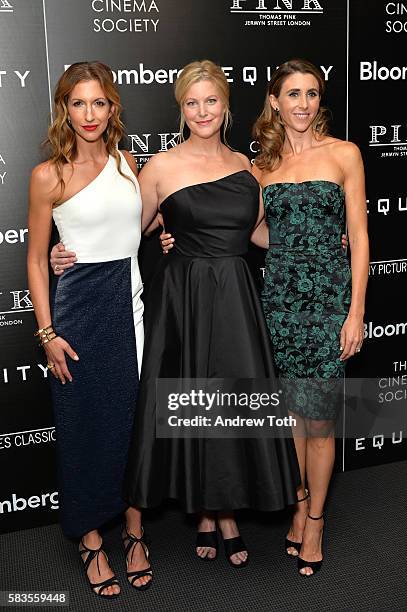 Alysia Reiner, Anna Gunn and Sarah Megan Thomas attend a screening of Sony Pictures Classics' "Equity" hosted by The Cinema Society with Bloomberg...