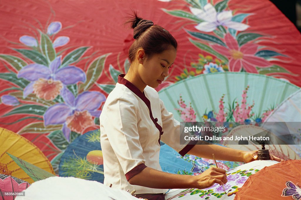 Thailand, Chiang Mai, Umbrella Painting