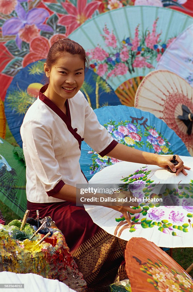 Thailand, Chiang Mai, Umbrella Painting