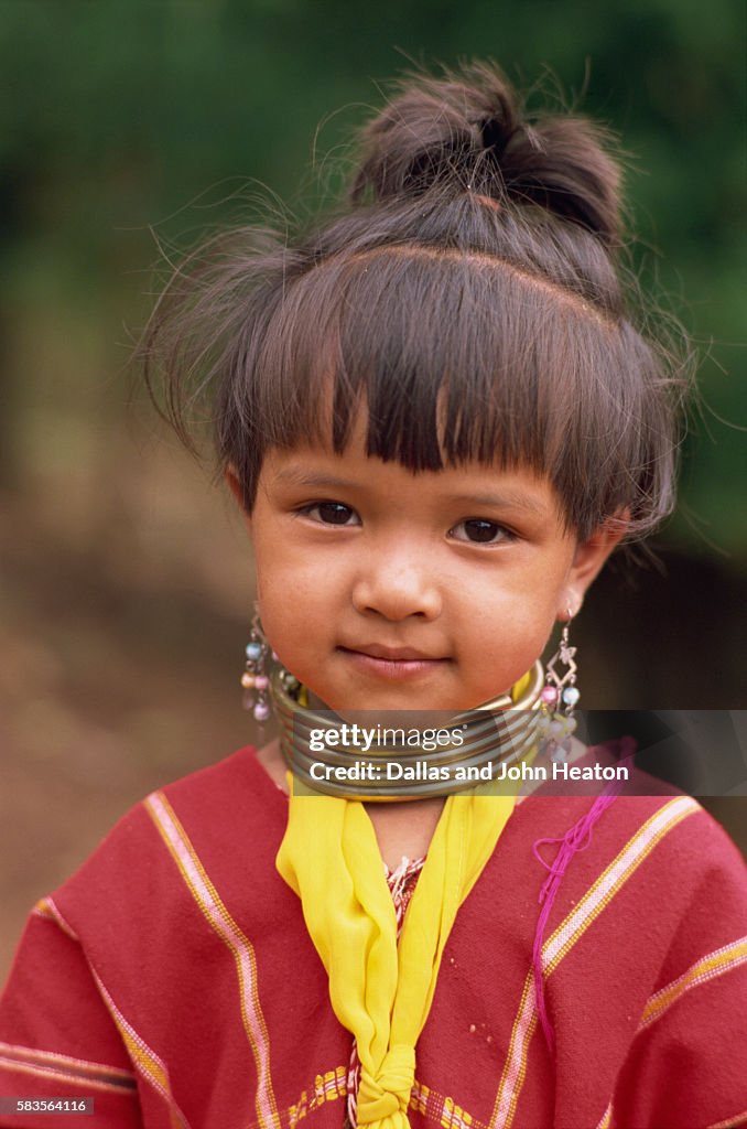 Thailand, Chiang Rai, Long Neck Hilltribe, Child