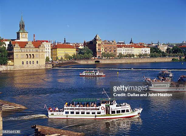 vltava river, smetana museum, opera mozart theatre, prague, czech republic - smetana museum stock pictures, royalty-free photos & images