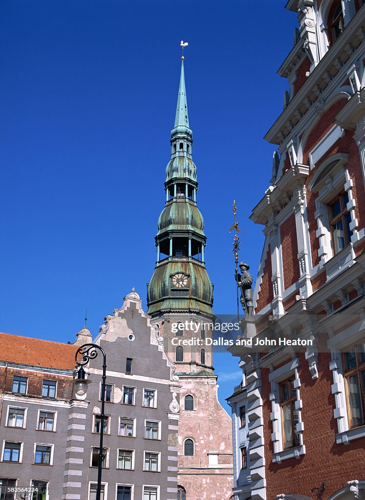 Town Hall Square, Blackheads House, St. Peter's Church, Riga, Latvia