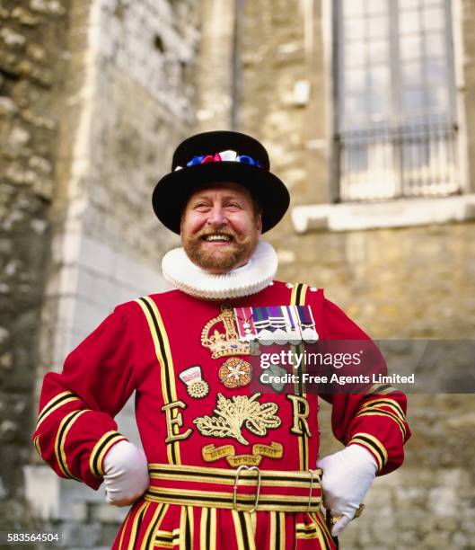 beefeater at tower of london - tower of london stock pictures, royalty-free photos & images