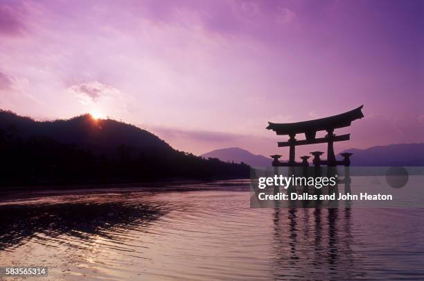 torii gate of itsukushima jinja shrine - 厳島神社 ストックフォトと画像