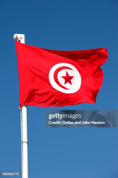 africa, tunisia, national flag - tunesië stockfoto's en -beelden