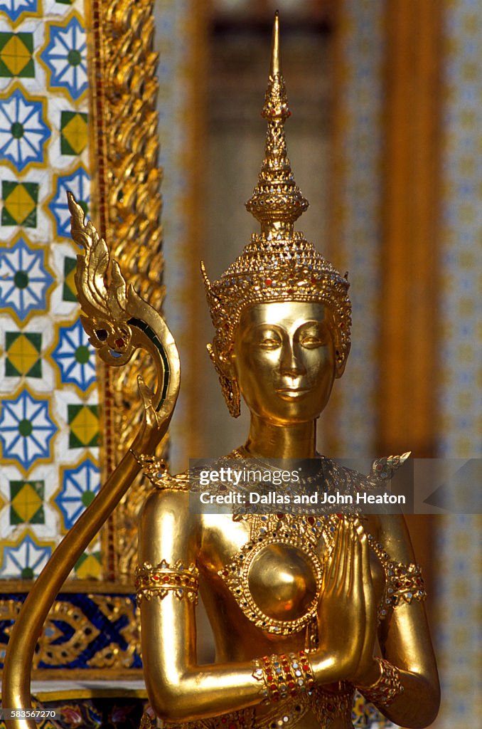 View of Kinnara Figure, Wat Phra Kaeo, Bangkok, Thailand