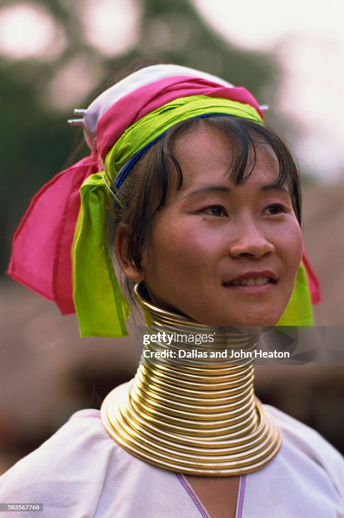 Thailand, Chiang Rai, Long Neck Hilltribe, Woman