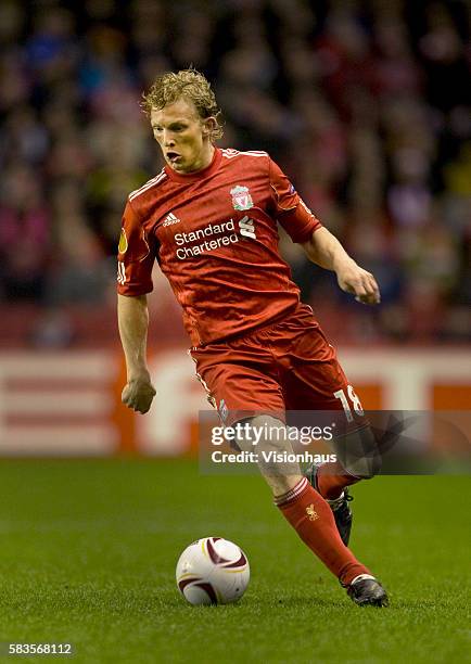 Dirk Kuyt of Liverpool during the UEFA Europa League Round of 16, 2nd Leg match between Liverpool and SC Braga at Anfield Stadium in Liverpool, UK....