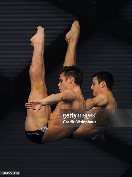David Boudia and Nick McCrory of USA in action during the FINA/Midea Diving World Series at Ponds Forge ISL in Sheffield UK. Photo: Gary Prior