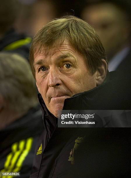 Liverpool manager Kenny Dalglish before the UEFA Europa League Round of 16, 2nd Leg match between Liverpool and SC Braga at Anfield Stadium in...