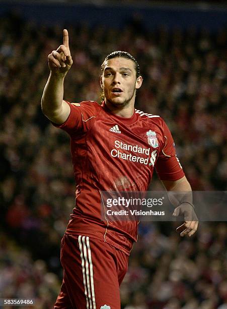 Andy Carroll of Liverpool during the UEFA Europa League Round of 16, 2nd Leg match between Liverpool and SC Braga at Anfield Stadium in Liverpool,...