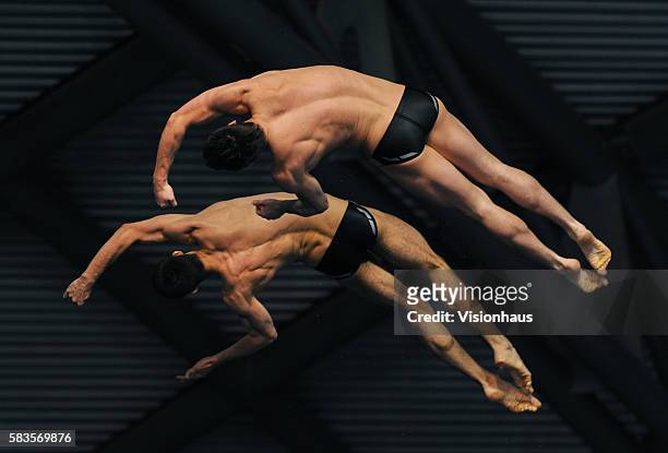David Boudia and Nick McCrory of USA in action during the FINA/Midea Diving World Series at Ponds Forge ISL in Sheffield UK. Photo: Gary Prior.