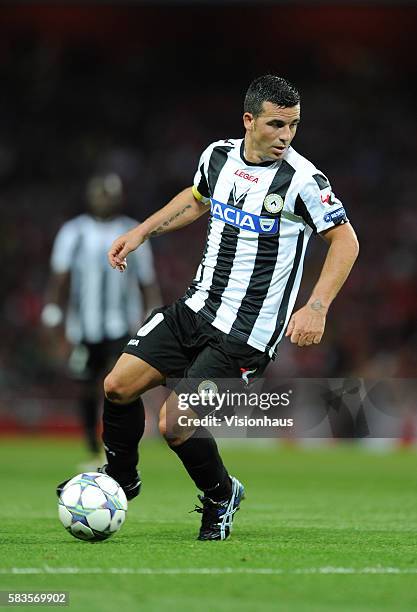 Antonio De Natale of Udinese Calcio during the UEFA Champions League Play-off Round, 1st Leg match between Arsenal and Udinese at the Emirates...