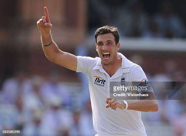 Steve Finn of England celebrates taking the wicket of Jacques Rudolph during Day Four of the 3rd Investec Test Match between England and South Africa...