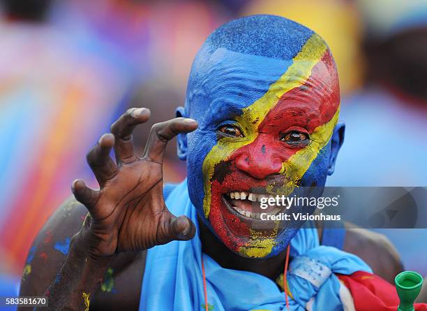 Colourful DR Congo fans during the 2013 African Cup of Nations Group B match between Ghana and DR Congo at the Nelson Mandela Bay Stadium in Port...