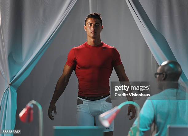 Cristiano Ronaldo has a body scan during filming of 'Ronaldo - Tested to the Limit', a unique film revealing the attributes that give the Real Madrid...