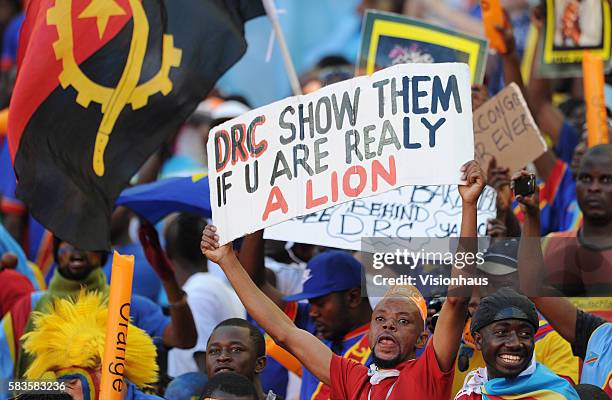 Colourful DR Congo fans during the 2013 African Cup of Nations Group B match between Ghana and DR Congo at the Nelson Mandela Bay Stadium in Port...