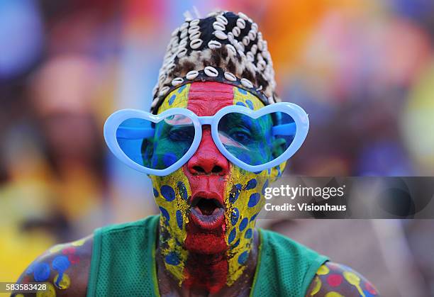 Colourful DR Congo fans during the 2013 African Cup of Nations Group B match between Ghana and DR Congo at the Nelson Mandela Bay Stadium in Port...