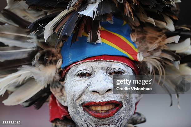 Colourful DR Congo fans during the 2013 African Cup of Nations Group B match between Ghana and DR Congo at the Nelson Mandela Bay Stadium in Port...