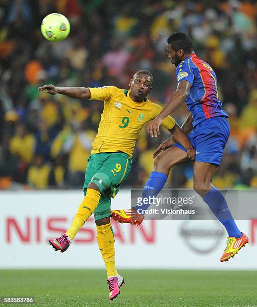 Abel Mphela of South Africa and Fernando Varela of Cape Verde during the 2013 African Cup of Nations Group A match between South Africa and Cape...