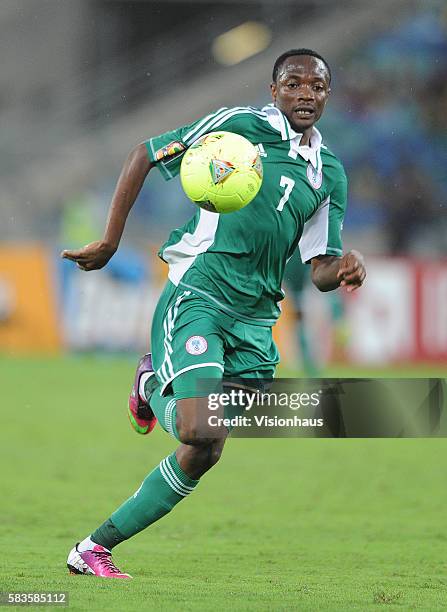 Ahmed Musa of Nigeria during the 2013 African Cup of Nations Semi-final match between Mali and Nigeria at the Moses Mabhida Stadium in Durban, South...