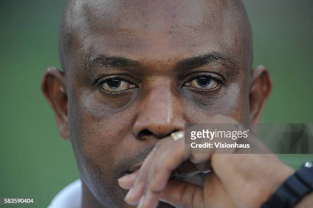 Nigeria Coach Stephen Keshi during the 2013 African Cup of Nations Semi-final match between Mali and Nigeria at the Moses Mabhida Stadium in Durban,...