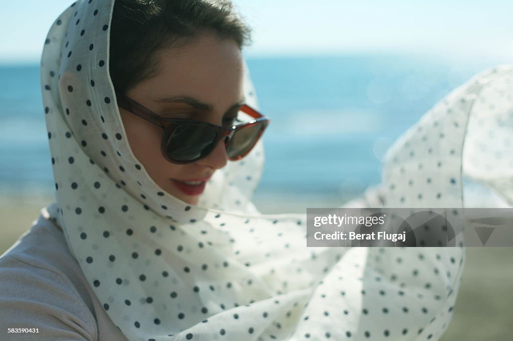 Beautiful woman with scarf