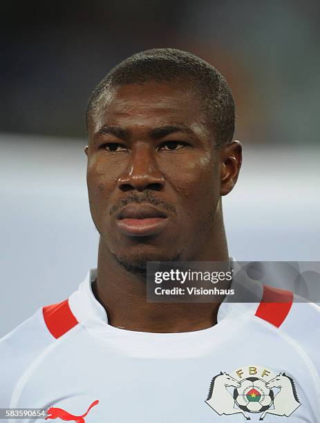 Prejuce Nakoulma of Burkina Faso during the 2013 African Cup of Nations Final match between Nigeria and Burkina Faso at the National Stadium in...