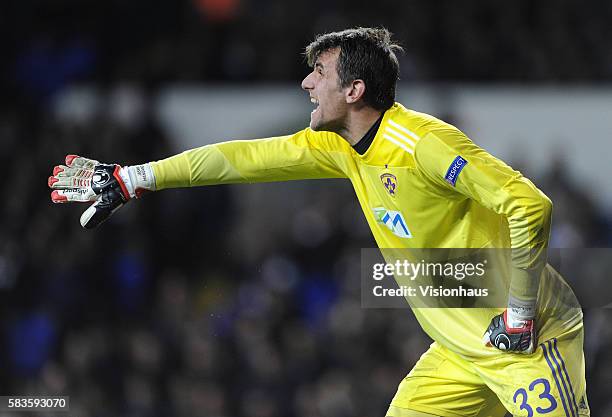 Goalkeeper Jasmin Handanovic of NK Maribor during the UEFA Europa League Group J match between Tottenham Hotspur and NK Maribor at White Hart Lane in...