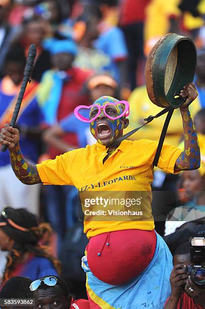 Colourful DR Congo fans during the 2013 African Cup of Nations Group B match between Ghana and DR Congo at the Nelson Mandela Bay Stadium in Port...