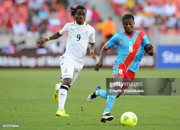 Derek Boateng of Ghana and Tresor Mabi Mputu of DR Congo during the 2013 African Cup of Nations Group B match between Ghana and DR Congo at the...