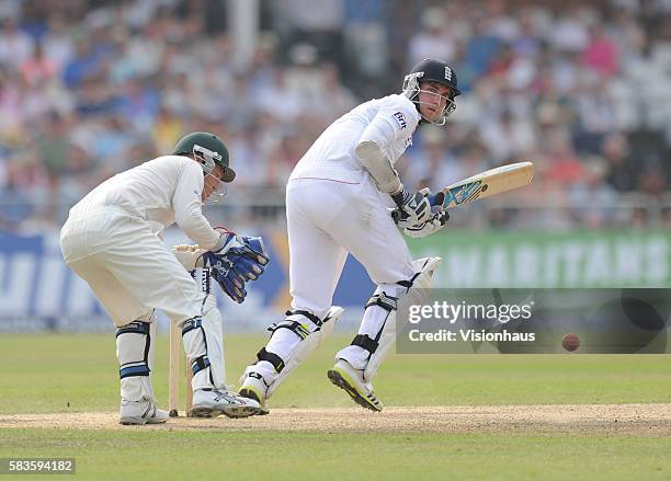 Stuart Broad of England batting during day three of the 1st Investec Ashes test match between England and Australia at Trent Bridge in Nottingham,...