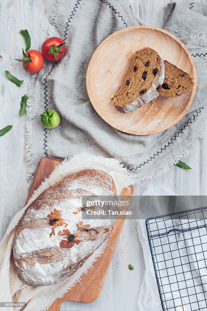 High Angle View Of Bread On Table