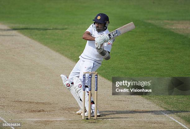 Mahela Jayawardene of Sri Lanka batting during Day Three of the 2nd Investec Test between England and Sri Lanka at the Headingley Carnegie Cricket...